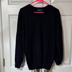 Carol Conti Men's Black V-Neck Sweater 100% Wool Sz Medium Excellent Condition